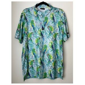 BAD BIRDIE Parrot Pack Golf Polo Shirt Men’s Medium Performance Activewear UPF